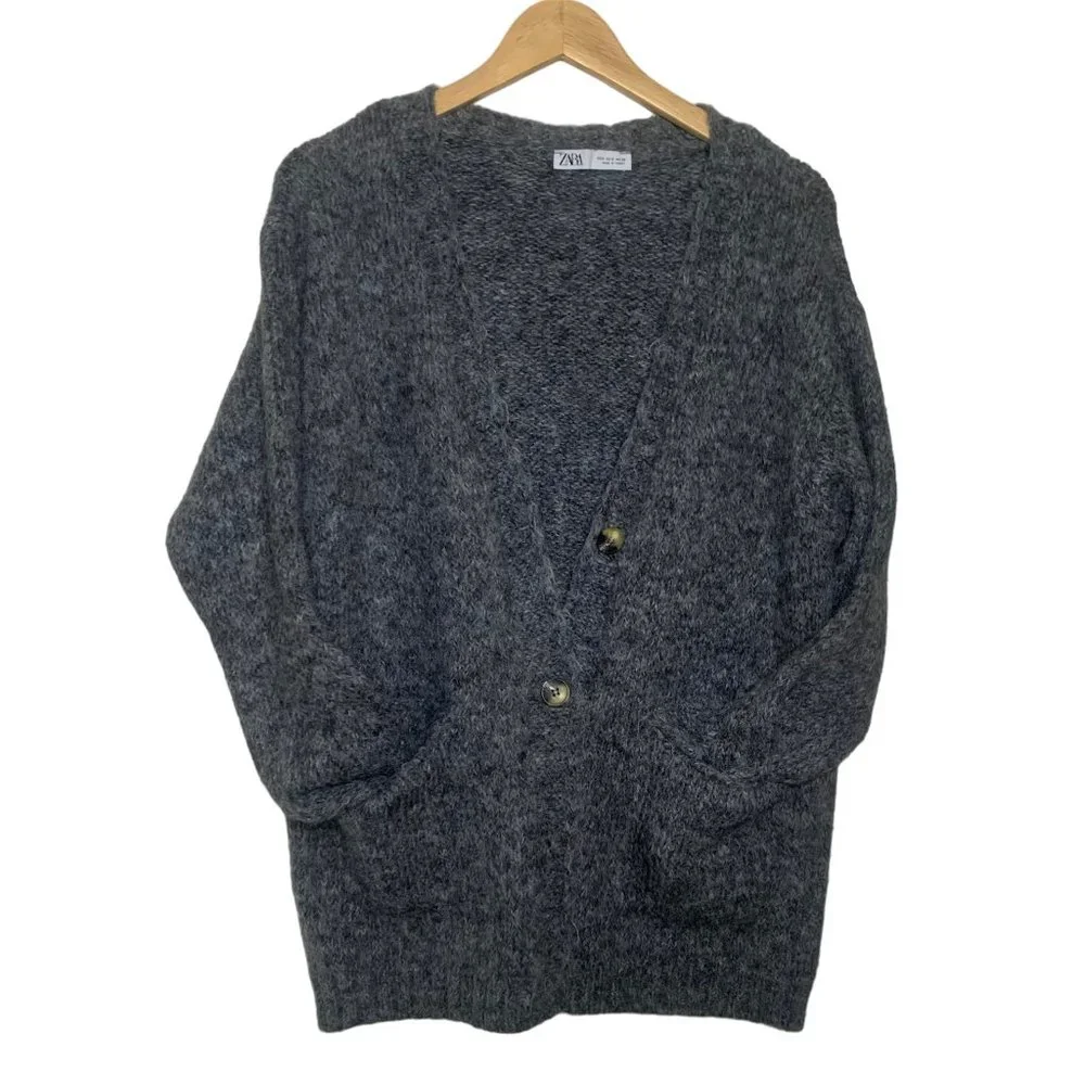 COZY GRAY LONG POCKET CARDIGAN - ZARA - Picture 4 of 10